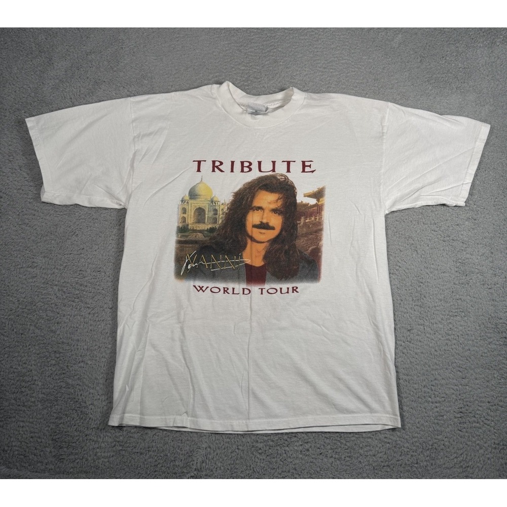 Vintage 90s Yanni Tribute World Tour T-Shirt Adult XL White‎ Gildan Tag